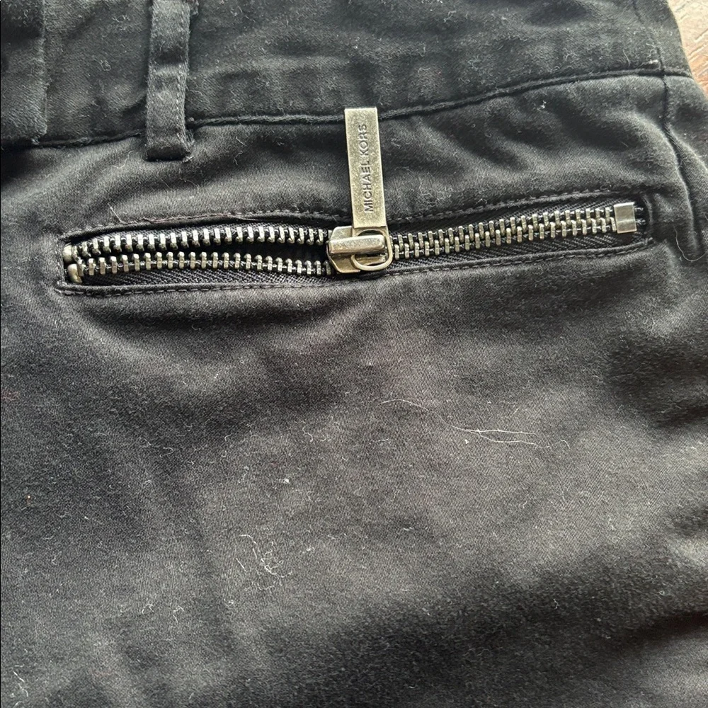 Michael Kors Black Stretch Pants with Zip Pocket Detail